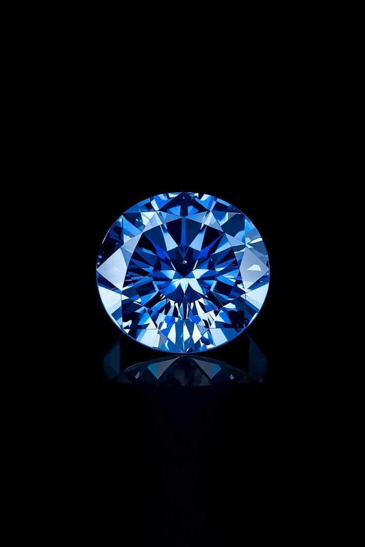 Close-up natural faceted blue sapphire crystal